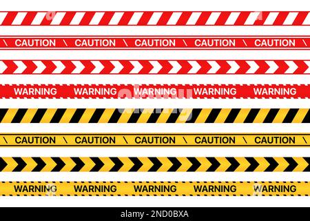 Warn- und Warnbänder in gelben und roten Farben Stock Vektor
