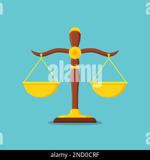Law skaliert die ikone der libra in einem flachen Design. Gleichgewicht zwischen Gerechtigkeit und Gerechtigkeit. Vektordarstellung Stock Vektor