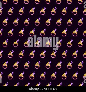 Nudeln Neon Nahtloses Muster Stock Vektor