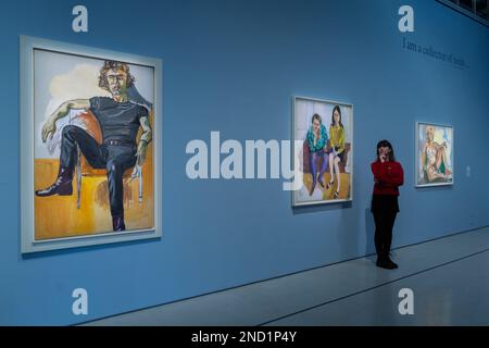 London, Großbritannien. 15. Februar 2023 . Vorschau in der Barbican Art Gallery der amerikanischen Künstlerin Alice Neel (1900-1984) Hot Off the Griddle, der bisher größten Ausstellung in Großbritannien, deren lebendige Porträts den sich wandelnden sozialen und politischen Kontext des amerikanischen 20. Jahrhunderts einfangen. Die Ausstellung findet vom 16. Februar bis zum 21. Mai 2023 statt. Kredit: amer Ghazzal/Alamy Live News Stockfoto
