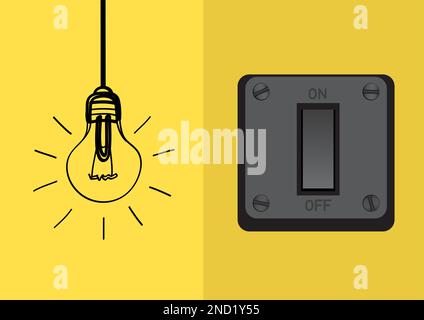 Lampe auf gelbem Hintergrund schalten Stock Vektor