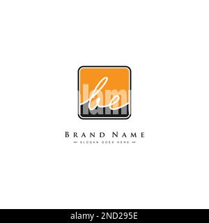 Handgeschriebenes Signature-Logo für Anfangsbuchstabe BE – Vector-Logo-Vorlage für die Buchstaben B und E. Stock Vektor