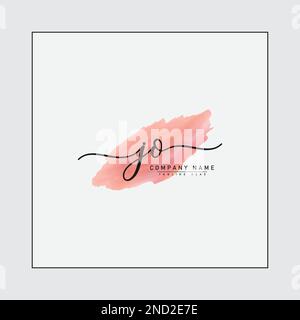 Einfaches Signature-Logo für Alphabet JO – Signature für Fotografie und Modegeschäft mit Aquarell Stock Vektor