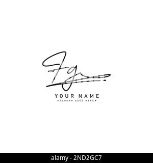 Handgeschriebenes Signature-Logo von FG – Vektorlogo-Vorlage für Beauty-, Mode- und Fotobranche Stock Vektor