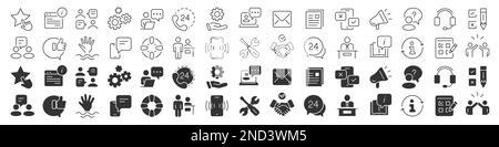 Kundenservice und Support-Line ausgezeichnete Icons-Sammlung in zwei verschiedenen Stilen. Symbolpaket mit dünnen Umrissen. Vektordarstellung EPS10 Stock Vektor