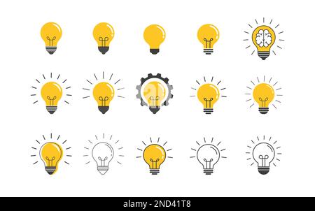 Kollektion von Glühbirnen, Logos, Elementen und Symbolen Stock Vektor
