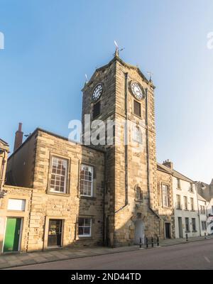 Alnwick Town Hall Uhrenturm, Northumberland, England, Großbritannien Stockfoto