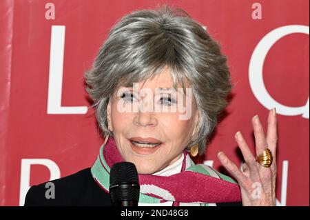 Wien, Österreich. 15. Februar 2023 Pressekonferenz mit Opernballstar 2023 Jane Fonda im Lugner-Kino in Wien Stockfoto