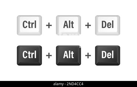 Strg alt Entf Tastenkombinationen. Tastaturtasten. Computer-Taste. Darstellung des Vektormaterials. Stock Vektor