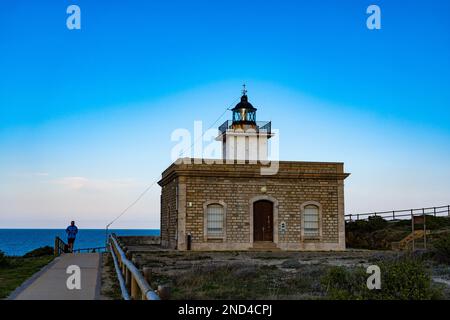 Far de s'Arenella - Far de Punta Sarnella - Leuchtturm in Port de la Selva, Katalonien Stockfoto