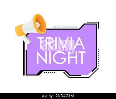 Hand hält Megaphon mit Trivia Nacht. Megaphon-Banner. Webdesign. Vektorgrafik Stock Vektor