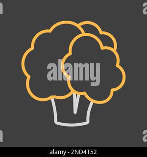 Blumenkohl, isolierter Vektor auf dunklem Hintergrund. Gemüsezeichen. Diagrammsymbol für Gastronomie-Website, App-Design, mobile Apps und Print med Stock Vektor