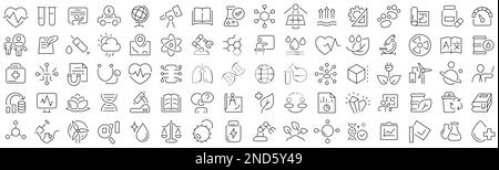 Satz von Symbolen für wissenschaftliche Linien. Sammlung schwarzer linearer Symbole Stock Vektor