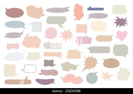 Sprechblasen-Set Pastellfarben Kritzelvektorzeichnung, Aufkleber für Planer, Kugelheft, Valentinstag-Dekor, Grafikelement der kommunikativen Illustration, Comic-Design Stock Vektor