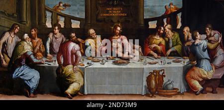 Letztes Abendmahl 1546-1547 Giorgio Vasari (Arezzo 1511 - Florenz 1574) 262 x 660 cm Giorgio Vasari, Letztes Abendmahl, 1546-1547 16. Jahrhundert, Refektorium Kunstmuseum, Italien, Italienisch, (Letztes Abendmahl, Apostel, Letztes Abendmahl, Jesus mit seinen Aposteln, Jerusalem, vor seinem Kreuzigung) (Santa Croche und Museum) Von Leon Battista Alberti 1470 Florenz Italien ( Basilica di Santa Croce Franziskanerkirche von Florenz, Italien. E Piazza di Santa Croce, Toskana, Italien, Baubeginn 1294 ) Stockfoto