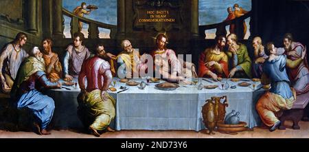 Letztes Abendmahl 1546-1547 Giorgio Vasari (Arezzo 1511 - Florenz 1574) 262 x 660 cm Giorgio Vasari, Letztes Abendmahl, 1546-1547 16. Jahrhundert, Refektorium Kunstmuseum, Italien, Italienisch, (Letztes Abendmahl, Apostel, Letztes Abendmahl, Jesus mit seinen Aposteln, Jerusalem, vor seinem Kreuzigung) (Santa Croche und Museum) Von Leon Battista Alberti 1470 Florenz Italien ( Basilica di Santa Croce Franziskanerkirche von Florenz, Italien. E Piazza di Santa Croce, Toskana, Italien, Baubeginn 1294 ) Stockfoto