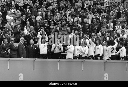 Outgoing FIFA chairman Sir Stanley Rous, is awarded the West German
