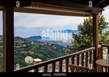 Volos Golf, Blick von Makrinitsa, Berg Pelion, Griechenland Stockfoto