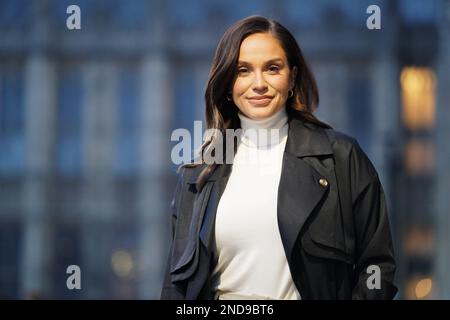 Geordie Shore Star und National Association for Children of Alcoholics (Nacoa) Schutzpatron Vicky Pattison vor dem Portcullis House, London, nach Teilnahme an der Nacoa Stafford ward Lecture zusammen mit anderen Nacoa Förderern, Mitgliedern und Unterstützern. Bilddatum: Mittwoch, 15. Februar 2023. Stockfoto