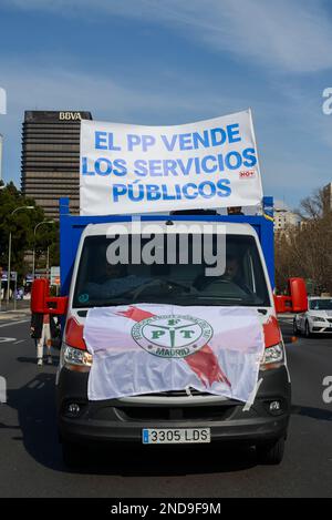 Der Verband der professionellen Taxis von Madrid (Federación Profesional del Taxi de Madrid, FPTM) organisierte eine Demonstration vom Plaza Castilla zum D Stockfoto
