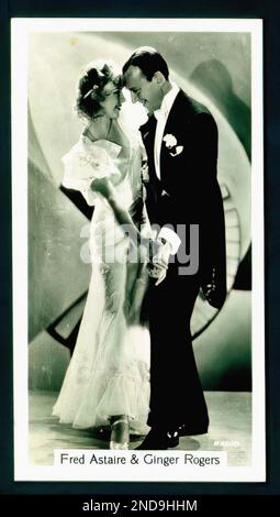 Porträt von Fred Astaire & Ginger Rogers - Oldtimer-Zigarettenkarte Stockfoto