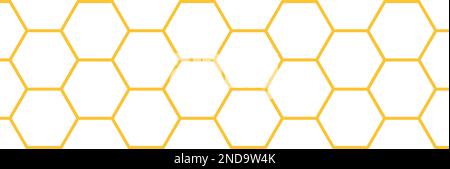 Wabenmuster. Sechseckiger Zellenrand mit gelber Linie Stock Vektor