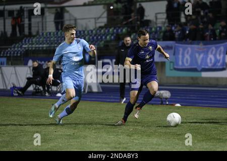 Berlin, Deutschland, 15. Februar 2023. Chris Löwe vom Chemnitzer FC in Aktion während des Spiels FC Viktoria Berlin 1889 Berlin gegen Chemnitzer FC in der Runde 17 der Regionalliga Northeast, Berlin, Deutschland, 15. Februar 2023. Iñaki Esnaola / Alamy Live News Stockfoto