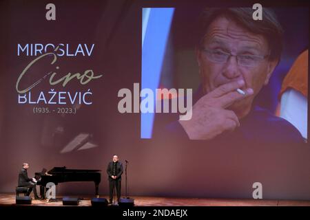 Gedenkfeier für Miroslav Ciro Blazevic, Fußballtrainer und ehemaliger Cheftrainer der kroatischen Nationalmannschaft, am 15. Februar 2023 in der Konzerthalle von Vatroslav Lisinski in Zagreb, Kroatien. Foto: Robert Anic/PIXSELL Stockfoto