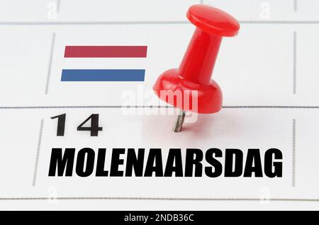 Nationale Feiertage. Im Kalenderraster Datum und Name des Feiertags - Millers Day Stockfoto