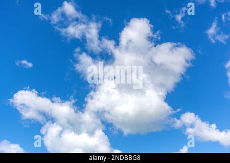 Cumulus Wolken gegen blauen Himmel, Antigua, Antigua und Barbuda, kleine Antillen, Karibik Stockfoto