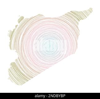 Syrische Karte gefüllt mit konzentrischen Kreisen. Skizzieren Sie Kreise in Form des Landes. Vektordarstellung. Stock Vektor