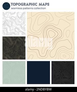 Topografische Karten. Authentische isolierte Muster, nahtloses Design. Eleganter Fliesenhintergrund. Vektordarstellung. Stock Vektor