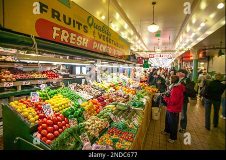 Immer eine festliche Zeit im Seattles Pike Place Public Market Stockfoto