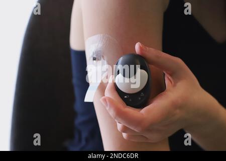 Transmitter für den Blutzuckersensor Stockfoto