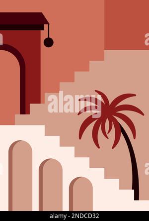 Mittelöstliche Architektur im zeitgenössischen Bo-Art-Stil Stock Vektor