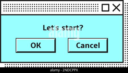 Fenster „Retro-Computer-Schnittstelle“. Vorlage für Bestätigungsnachrichten Stock Vektor