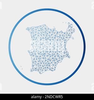 Ko Samui-Symbol. Netzwerkkarte der Insel. Rundes Ko Samui-Schild mit Gradientenring. Technologie, Internet, Netzwerk, Telekommunikationskonzept. Vektor krank Stock Vektor