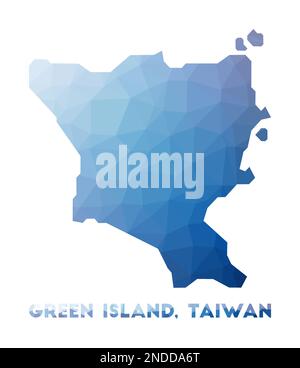 Niedrige Poly-Karte von Green Island, Taiwan. Green Island, polygonale Taiwan-Karte. Technologie, Internet, Netzwerkkonzept. Vektordarstellung. Stock Vektor