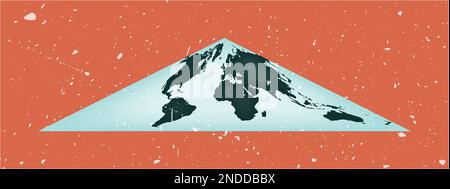 Weltkarten-Poster. Die pseudozylindrische Kollignon-Gleichbereichsprojektion. Klassische Weltform mit Grunge-Struktur. Moderne Vektordarstellung. Stock Vektor