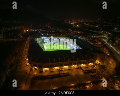 Swansea, Großbritannien. 15. Februar 2023. Allgemeine Luftaufnahme von Swansea.com Stadium, Heimstadion von Swansea City nach dem Sky Bet Championship-Spiel Swansea City vs Blackpool im Swansea.com Stadium, Swansea, Großbritannien, 15. Februar 2023 (Foto von Craig Thomas/News Images) in Swansea, Großbritannien, am 2./15. Februar 2023. (Foto: Craig Thomas/News Images/Sipa USA) Guthaben: SIPA USA/Alamy Live News Stockfoto