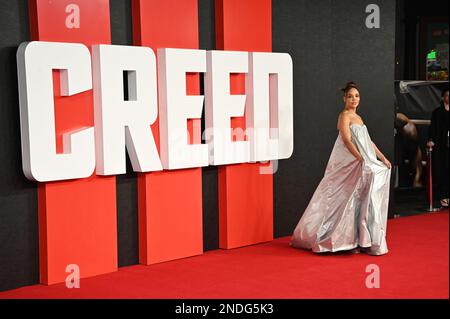 London, Großbritannien. 15. Februar 2023Tessa Thompson nimmt an der Warner Bros The European Premiere of CREED III, Cineworld Leicester Square, London, UK Teil. - Foto: 15. Februar 2023. Kredit: Siehe Li/Picture Capital/Alamy Live News Stockfoto