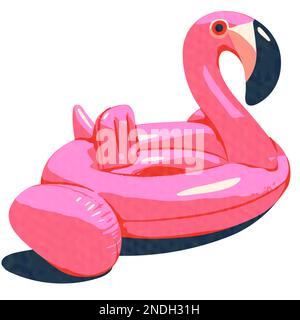 Illustration eines wunderschönen pinkfarbenen, flamingoförmigen Strandboje-Posters im Sommer und isoliertem weißen Hintergrund Stockfoto