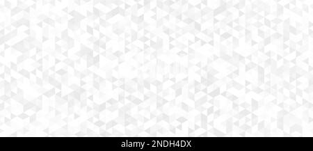 Abstraktes weißes Dreieck, Hintergrund mit geometrischer Textur, Polygonmuster, Verlaufsmosaik Stockfoto