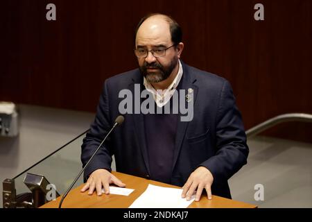 Mexiko-Stadt, Mexiko. 15. Februar 2023. Senator Emilio Alvarez Icaza im Senat in Mexiko-Stadt. Am 15. Februar 2023 in Mexico City, Mexiko (Kreditbild: © Autor/Eyepix via ZUMA Press Wire) NUR REDAKTIONELLE VERWENDUNG! Nicht für den kommerziellen GEBRAUCH! Stockfoto