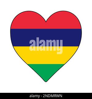 Mauritische Herzform-Flagge. Ich Liebe Mauritius. Besuchen Sie Mauritius. Ostafrika. Afrika. Afrikanische Union. Grafische Konstruktion Von Vektordarstellungen. Stock Vektor