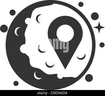 mondnadelposition Logo-Vorlagensymbol Illustration Markenidentität. Isolierte und flache Illustration. Vektorgrafik Stock Vektor