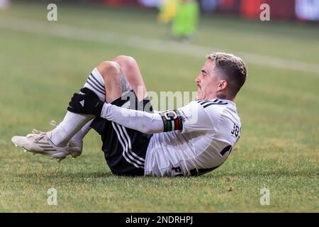 Warschau, Polen. 12. Februar 2023. Josue Pesqueira von Legia während des Spiels der polnischen PKO Ekstraklasa League zwischen Legia Warszawa und Cracovia im Marschall Jozef Pilsudski Legia Warsaw Municipal Stadium. Endstand: Legia Warszawa 2:2 Cracovia. Kredit: SOPA Images Limited/Alamy Live News Stockfoto