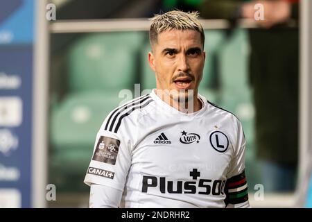 Warschau, Polen. 12. Februar 2023. Josue Pesqueira von Legia während des Spiels der polnischen PKO Ekstraklasa League zwischen Legia Warszawa und Cracovia im Marschall Jozef Pilsudski Legia Warsaw Municipal Stadium. Endstand: Legia Warszawa 2:2 Cracovia. Kredit: SOPA Images Limited/Alamy Live News Stockfoto