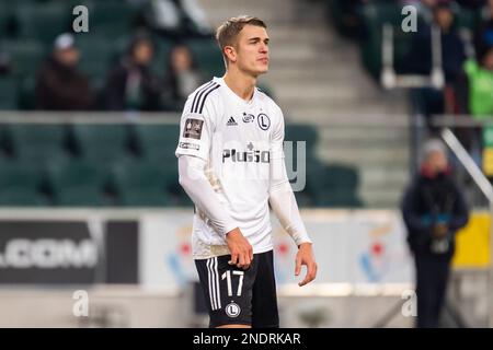 Warschau, Polen. 12. Februar 2023. Maik Nawrocki von Legia während des Spiels der polnischen PKO Ekstraklasa League zwischen Legia Warszawa und Cracovia im Marschall Jozef Pilsudski Legia Warsaw Municipal Stadium. Endstand: Legia Warszawa 2:2 Cracovia. (Foto: Mikolaj Barbanell/SOPA Images/Sipa USA) Guthaben: SIPA USA/Alamy Live News Stockfoto