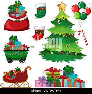 Weihnachtliche Objekte und Elemente Set Illustration Stock Vektor